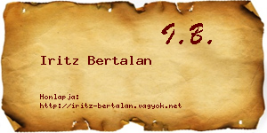 Iritz Bertalan névjegykártya